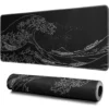 Large Gaming Mouse Pad  Japan Black Sea Wave Mousepads With Non Slip Rubber Base Mouse Mat