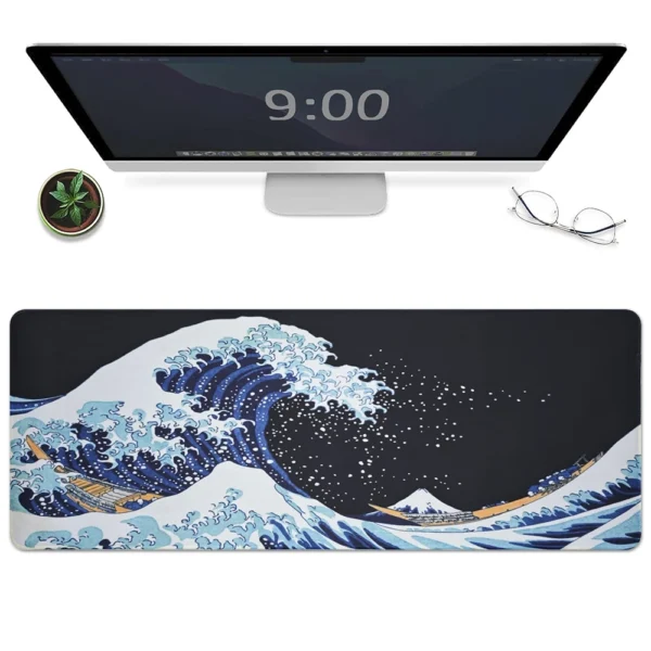 cn-11134207-7ras8-mdaf2dopc4gs8e.webp Blue Japanese Sea Wave Mouse Pad Large Gaming Mousepads with Non Slip Rubber Base Desk Mat