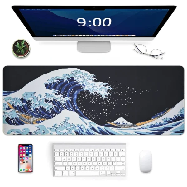 cn-11134207-7ras8-mdafre91l1j429.webp Blue Japanese Sea Wave Mouse Pad Large Gaming Mousepads with Non Slip Rubber Base Desk Mat