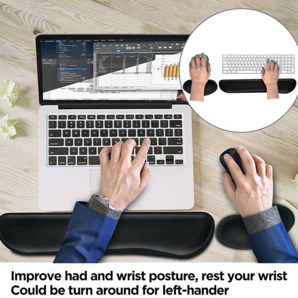 2PCS Wrist Rest Pad Keyboard Pad Mousepads Ergonomic Support Pad Comfortable Relief Non Slip For PC Computer Laptop