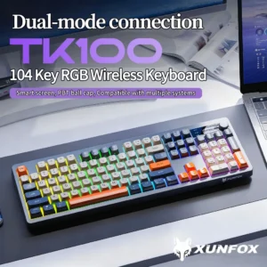 my-11134207-820lb-mg6f0ftqxwcr2f.webp XUNFOX TK100 Bluetooth Wireless Keyboard Dual Mode E Sports Gaming RGB
